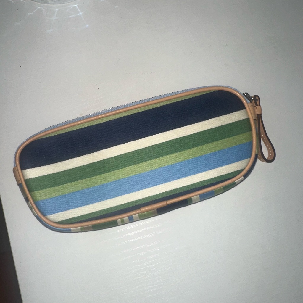 New Coach Striped Glasses Case